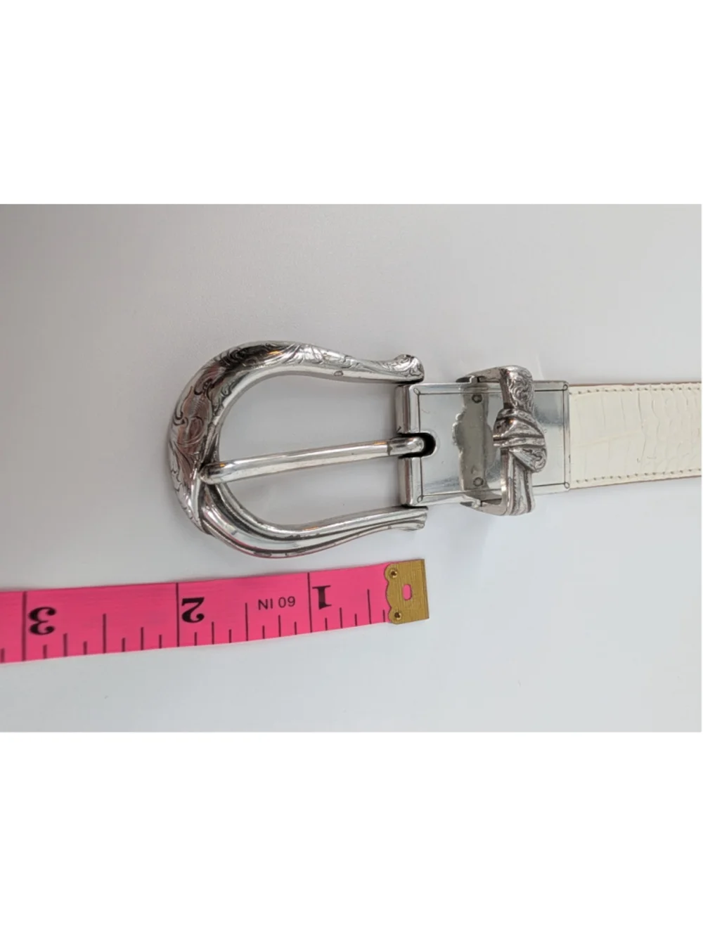 Brighton B40032 Reversible White Tan Croc Embossed Leather Belt XL 36